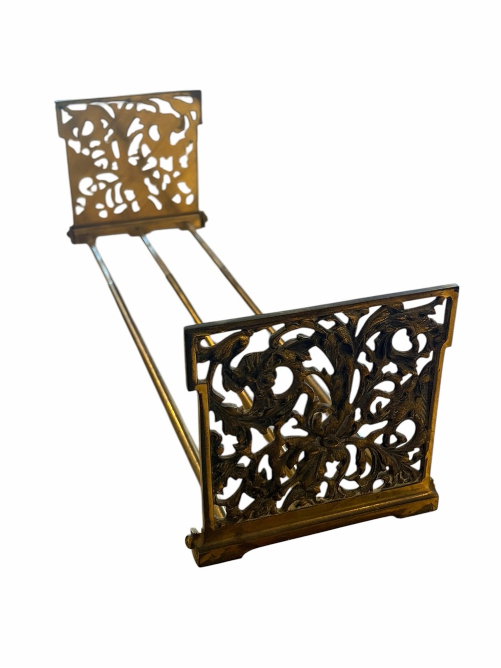 Antique Brass Expanding Bookend Ornate Filigree Victorian